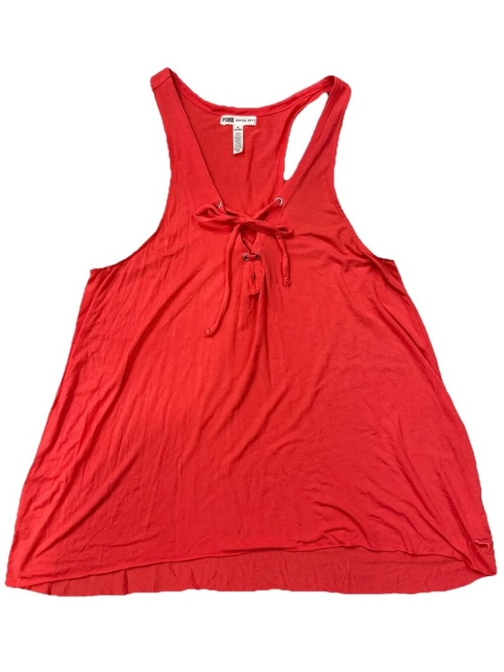 Y2K VTG Victoria's Secret PINK Red Super Soft Lace-Up Tank Size Medium